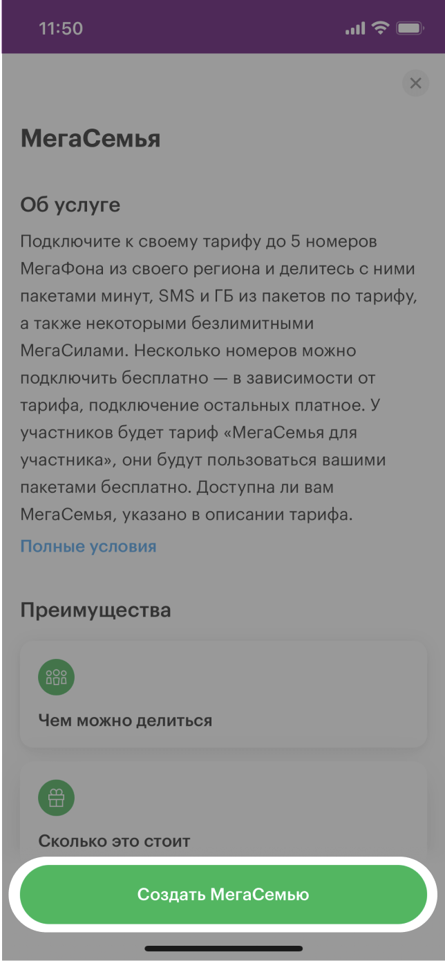 МегаСемья услуга от МегаФона: описание, условия подключения Ульяновская  область